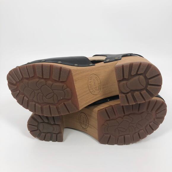 NEW Kork-Ease Tinsley Clogs 7 Black Leather Chunky Sandals Closed Toe Platform - Picture 5 of 8